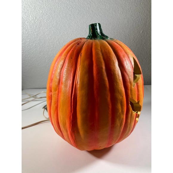 Vintage Trendmasters Light Up Foam Blow Mold Pumpkin Head Jack O Lantern 1992‎ - Picture 3 of 9